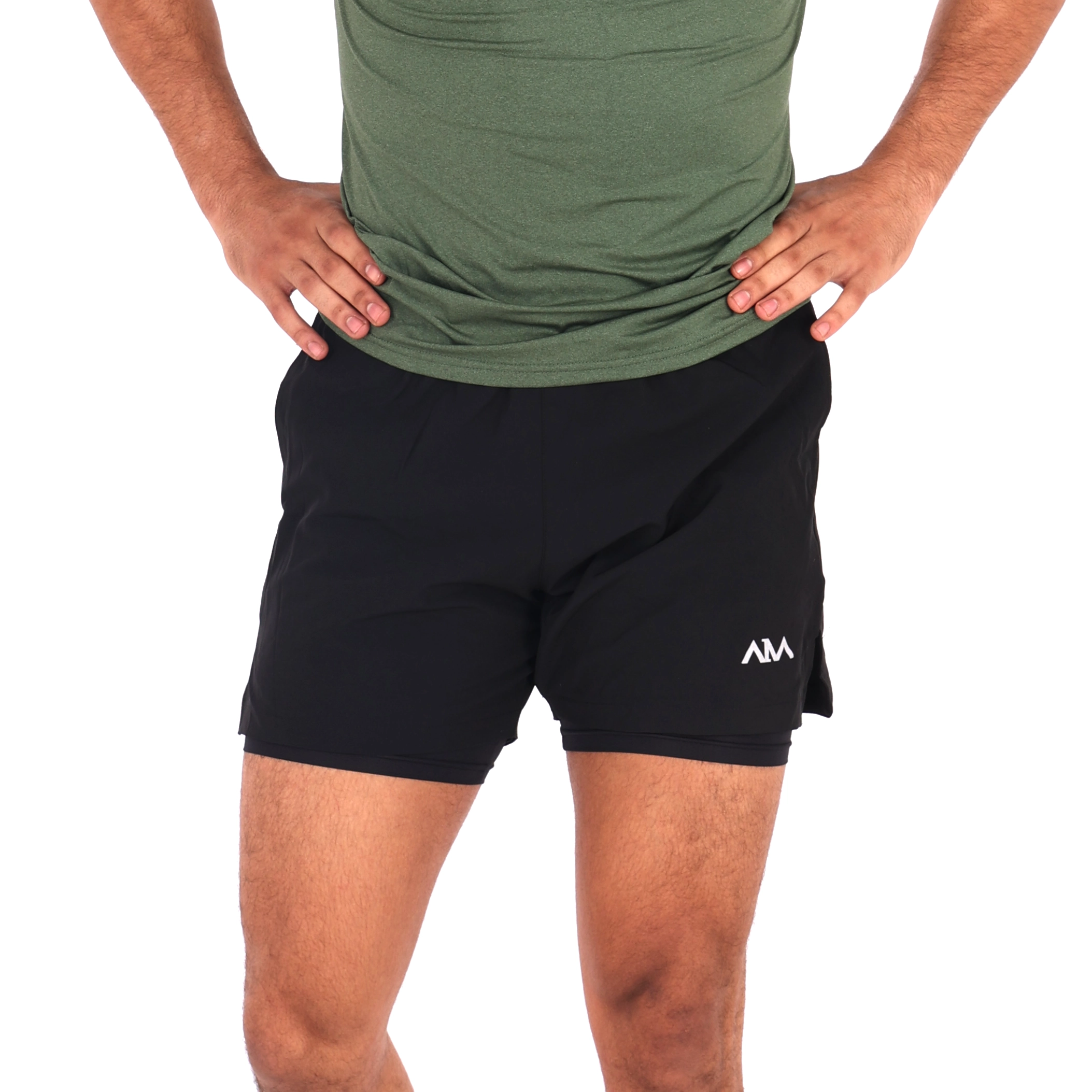 FLASH - 2 pack legging shorts - Black - Sz. M - Zizzifashion