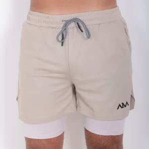 Men - Beige Short with Legging