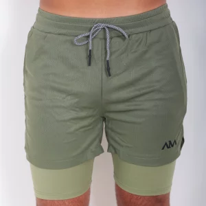 Men - Green Shorts with Legging